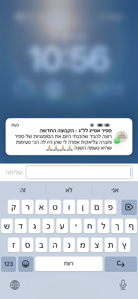 צילום מסך של המלצת לקוחה על ספיר אסייג